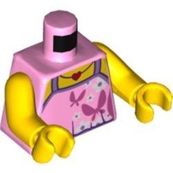 973pb2023c01-104 Torso, roze top met vlinders en hartjesketting roze, helder NIEUW *0B0000