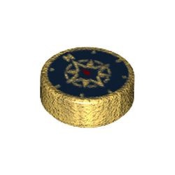98138pb045-115 Tegel 1x1 ROND met donkerblauw kompas goud, parel NIEUW *0L0000