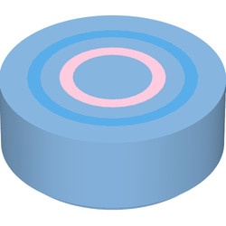98138pb062-42 Tegel 1x1 ROND met concentrische circels blauw, midden NIEUW *0L0000