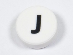 98138pb220 Tegel 1x1 rond letter J wit NIEUW *0L0000