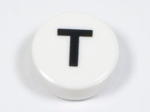 98138pb230 Tegel 1x1 rond letter T wit NIEUW *0L0000