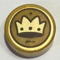 98138pb260-115 Tegel 1x1 rond Gouden kroon goud, parel NIEUW *0L0000