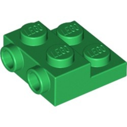 99206-6 Platte plaat 2x2x2/3 met 2 noppen zijkant groen NIEUW *1B327