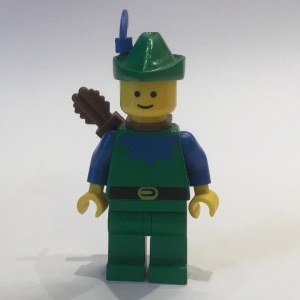 cas132aG Boswachter - blauw, groene hoed, blauwe veer, pijlenhouder gebruikt *0M0000