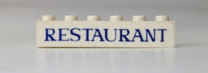 crssprt02pb69-1G Steen 1x6 ZONDER bodemtubes RESTAURANT wit gebruikt *5V05-04