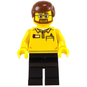 cty0578 Lego Store medewerker, zwarte benen en bril NIEUW *0M0000