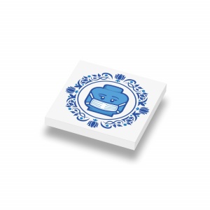 CUSE8145 Tegel 2x2 Delfts Blauw- Mondkapje wit *0A000