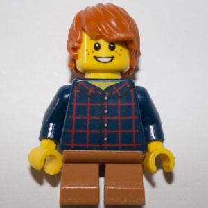 hol088 Jongen, donkerblauw geruit shirt, caramel benen en donkeroranje haar NIEUW *0M0000