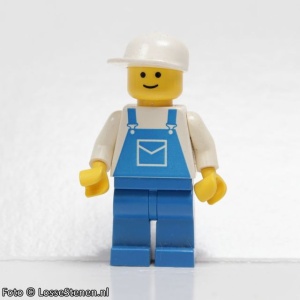ovr011G Wit hemd, blauwe overall- blauwe benen- witte cap gebruikt *0M0000