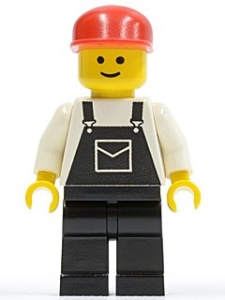 ovr014G Overalls Zwarte met Pocket - Zwarte benen, rode Cap gebruikt *0M0000