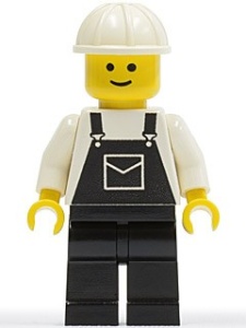 ovr021G Overalls Zwarte met Pocket - Zwarte benen, witte Construction Hat gebruikt *0M0000