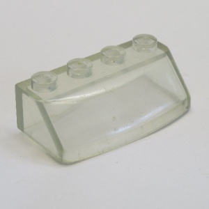 x453-12 Autoruit 2x4x1- schuin GEBOLD 45 graden, 4 noppen bovenop transparant gebruikt *1C002