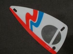 x66px8-12G Zeil 6x12 Wit/rood/blauw golfpatroon (plastic) transparant gebruikt *5D000