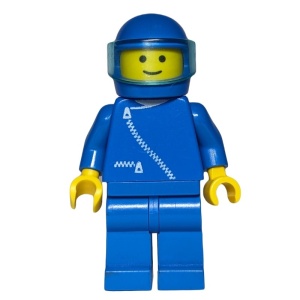 zip004G Jas met ritssluiting -blauw, blauwe helm en transparant lichtblauwe vizier gebruikt *0M0000