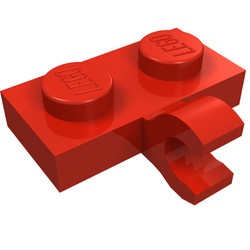 11476-5 Platte plaat 1x2 met horizontale clip LANGE einde rood NIEUW *1B291