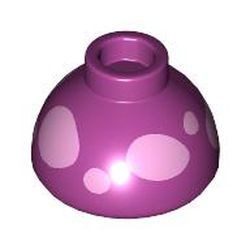 20952pb05-71 Steen, 1 1/2 x 1 1/2 x2/3 dome met metallic roze stippen magenta NIEUW *5C067