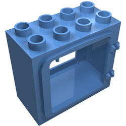 2332-42G DUPLO Deurframe met randje, twee clips blauw, midden gebruikt *