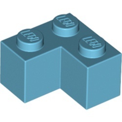 2357-156 Steen 2x2 hoek blauw, middenazuur NIEUW *1B009