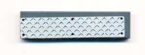 2431pb075-85G Tegel 1x4 met zilver plaat (Sticker) grijs, donker (blauwachtig) gebruikt *5t04-09
