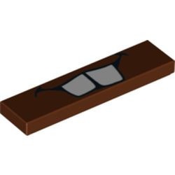 2431pb160-88G Tegel 1x4 met mond en tanden bruin, roodachtig gebruikt *5t04-12