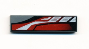 2431px18-85G Tegel 1x4 zilver, rood en zwart patroon LINKS grijs, donker (blauwachtig) gebruikt *5t04-10
