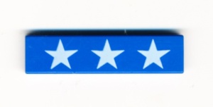 2431px6-7G Tegel 1x4 4 witte sterren blauw gebruikt *5t04-06
