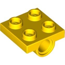 2444-3G Platte plaat 2x2 met 1 pingat onder geel gebruikt *6K09