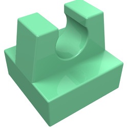 2555-37 Tegel 1x1 met clip bovenop rechte hoeken ZIE OOK 15712 groen, midden NIEUW *1B287