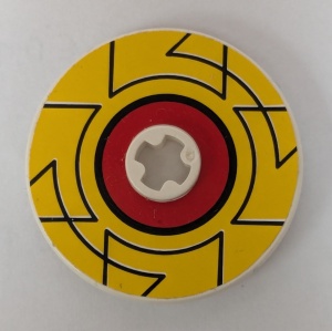 2723pb048-1G Technic Disk 3x3 met asgat rode cirkel (Sticker) wit gebruikt *5S064