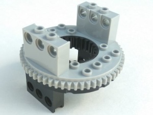 2856c03-11G Technic Draaischijf type 1 Zwarte boven lichtblauwgrijze top zwart gebruikt *5D000
