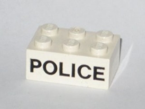 3002oldpb05-1G Steen 2x3 POLICE schreefloos wit gebruikt *5V11-01