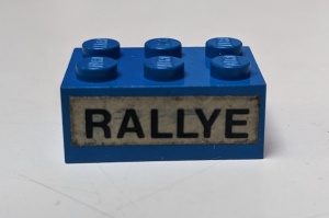 3002oldpb10-7G Steen 2x3 met RALLYE (Sticker) blauw gebruikt *5V11-02