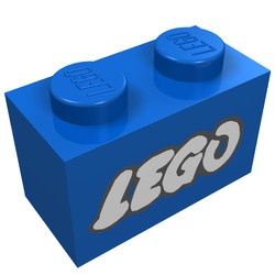 3004p50-7G Steen 1x2 LEGO met zwarte omlijning en open O blauw gebruikt *5V02-11