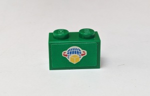 3004pb087-6G Steen 1x2 pakket logo (Sticker) groen gebruikt *5V02-14