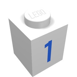 3005-1-1G Steen 1x1 met cijfer 1 wit gebruikt *5V01-01