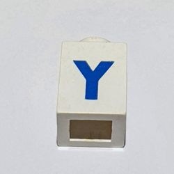 3005ptYb-1G Steen 1x1 met letter Y dik wit gebruikt *5V01-14