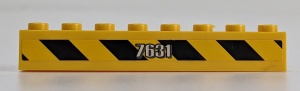 3008pb106L-3G Steen 1x8 Zwarte en gele strepen en 7631 LINKS (Sticker) geel gebruikt *5V08-05
