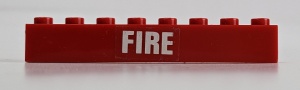 3008pb111-5G Steen 1x8 "FIRE" (Sticker) rood gebruikt *5V08-07