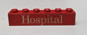 3009pb070-5G Steen 1x6 Hospital (Sticker) rood gebruikt *5V06-08