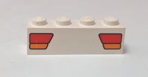3010pb003-1G Steen 1x4 rode en oranje koplampen wit gebruikt *5V04-02
