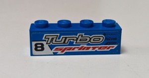 3010pb114R-7G Steen 1x4 Turbo en Red Sprinter Rechts (Sticker) blauw gebruikt *5V04-15