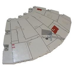 30116pb03-9G Paneel 14x14x2 1/3 schotel-top met Millennium Falcon logo lichtgrijs (klassiek) gebruikt *