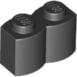 30136-11 Steen 1x2 gewelfd (pallisaden) zwart NIEUW *1B042