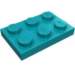 3021-39 Platte plaat 2x3 turquoise, donker NIEUW *1B202