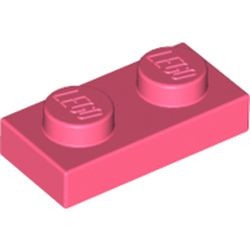 3023-220 Platte plaat 1x2 rood, koraal NIEUW *1B168