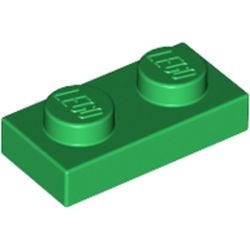 3023-6G Platte plaat 1x2 groen gebruikt *1B368