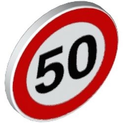 30261px2-1 Verkeersbord- rond, met clip, 50 in rode cirkel wit NIEUW *0L0000