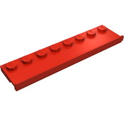 30586-5G Platte plaat 2x8 met deurrail (breed) rood gebruikt *6K3