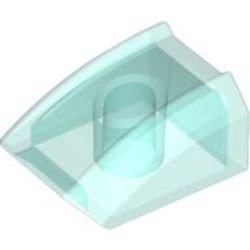 30602-15G Dakpan rond 2x2 ribbeltjes (geen noppen bovenop) transparant lichtblauw gebruikt *1D028