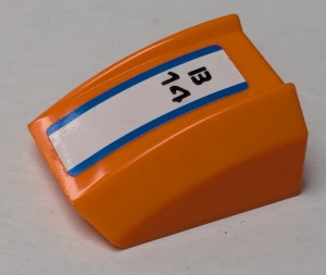 30602pb034-4G Dakpan rond 2x2 ribbeltjes'B14' en twee blauwe strepen (Sticker) - Set 7737 oranje gebruikt *5R000
